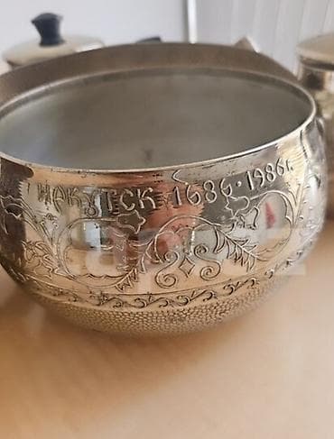 Çay dəsti, rəng - Gümüşü, Metal