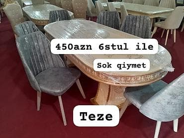 Masalar və oturacaqlar: Qonaq otağı üçün, Açılmayan, Oval masa, 6 stul — 1