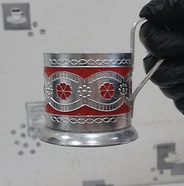 stekan bezekleri: Stəkanlar, rəng - Gümüşü, Şüşə, 2 ədədli dəst, SSRİ — 6