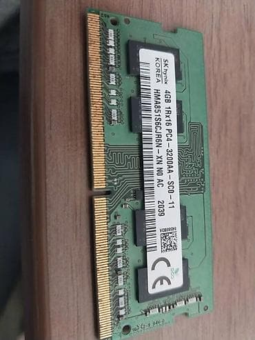 8 gb ram: 4 geqabayt DDR 4 (3200 Mhz) ram satilir Marka - SK-hynix Az işlənib — 1
