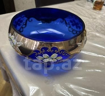 murebbe qabi: Məhsul: Kobalt mavi şüşə meyvə/gül qabı (boyalı-dekorativ) Təsvir: - — 1