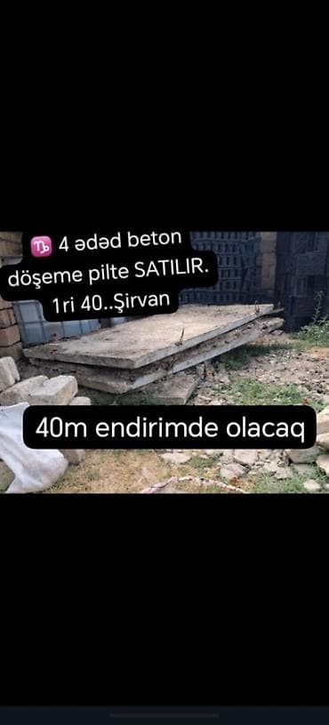 Məhsul: Beton döşəmə plitələri - Say: 4 ədəd - Növ: Beton döşəmə