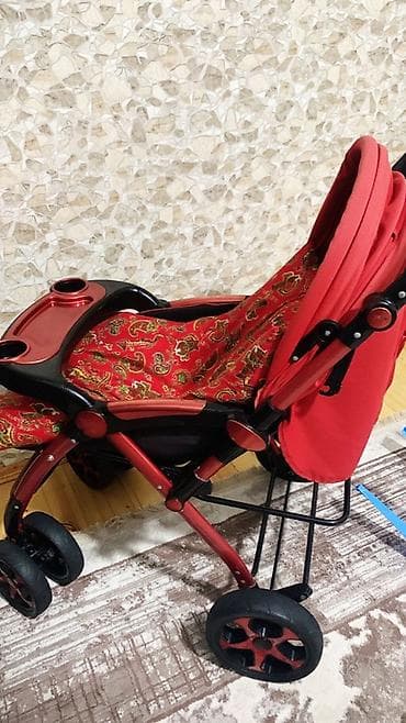 uşaq tulum: Uşaq arabası – qırmızı rəngdə, naxışlı parça oturacaq və günlüyə — 1