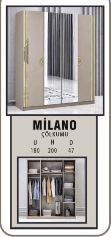 Çaydanlar: Yeni, 4 qapılı Düz dolab, Qarderob, paltar dolabı — 1