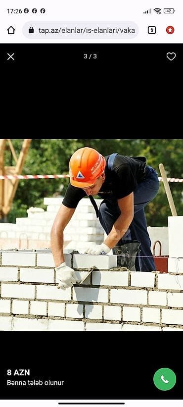 - İş növü: Bənnalıq (daş/divar hörgüsü, suvaq münasib qiymətə — 1