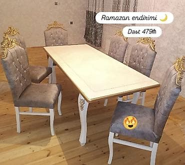 Qonaq otağı üçün, Açılmayan, Dördbucaq masa, 6 stul