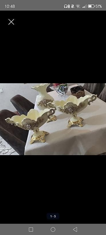 kubik daş: Dekorativ keramika meyvə/gül qabı – barokko üslubunda - Material — 4