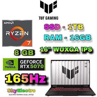 Yeni ASUS TUF Gaming, 16 ", AMD Ryzen 7, 1 TB, Pulsuz çatdırılma, Ödənişli çatdırılma, Rayonlara çatdırılma