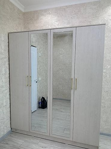 geyim dolabi: 4 qapılı, Güzgülü, Ağ, Digər material, Açılan, Düz dolab — 2