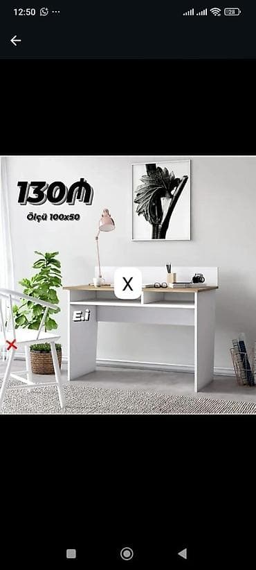 Masa – iş/gündəlik istifadə üçün - Ölçü: 100 x 50 sm (şəkildə