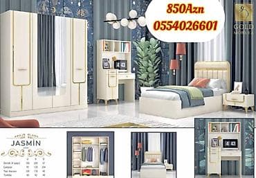 set mebel: Oğlan və qız üçün, Yeni, Təknəfərlik çarpayı, Yazı masası, Dolab, Tumba — 7