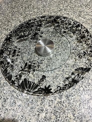 qara sam: Şüşə “lazy Susan” fırlanan servis altlığı - Material: qalın, şəffaf — 1