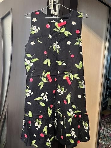 Qadın paltarı – albalı naxışlı, 2üzlü (reversiv) - Model: qolsuz — 1