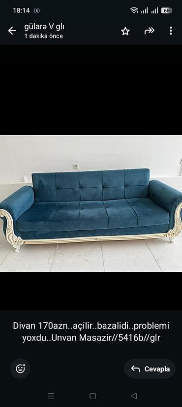 Divan 170azn. açilir. bazalidi. problemi yoxdu. Unvan