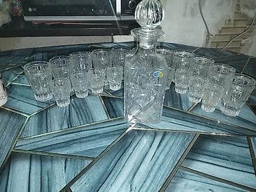 çay servisi: Kristal içki dəsti - Klassik naxışlı kristal qrafin və şışə qapağı - — 1