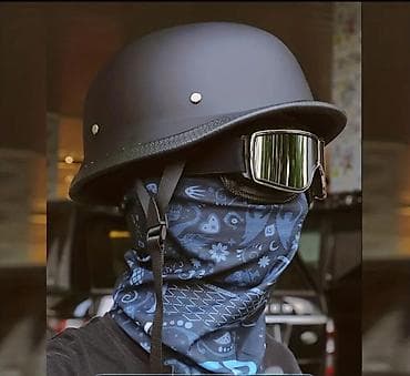 Mat qara motosiklet dəbilqəsi – retro “half/shorty” Alman stilində⛑