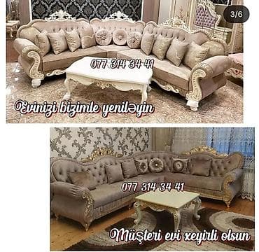 işləmiş divan: Möhtəşəm klassik künc divan dəstləri - Dizayn: Barok/klassik üslubda — 1