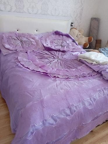 alon tekstil: Yeka Home Collection yataq dəsti – bənövşəyi rəngdə, dekorativ güllü — 4