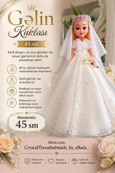 Gəlin Kuklası – 45 sm - Əl işi, yüksək keyfiyyətli materiallardan lalafo.az -da Gəlin Kuklası – 45 sm - Əl işi, yüksək keyfiyyətli materiallardan