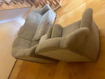 ofis ucun divan: İşlənmiş, Künc divan, 2 kreslo, Divan, Kreslo, Bazalı, Açılmayan — 2