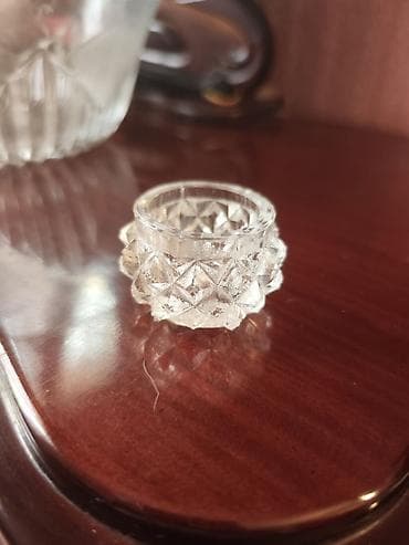 pec: 6 ədəd var Şüşə salfet halqası (napkin ring) - Material: şəffaf şüşə — 1