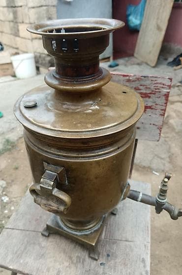 kömür samovar: Qədim samovar, 1882 il, Latun, Vəziyyəti: Yaxşı — 3