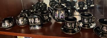 şəkər yemi: Çay dəsti, rəng - Qara, Farfor — 6