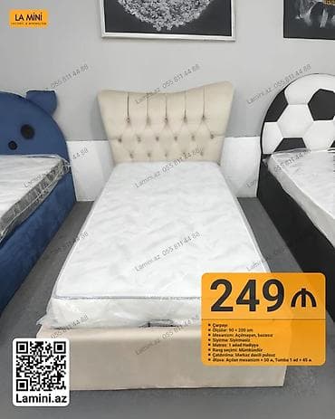 Uşaq/yeni gənc otağı üçün rahat tək çarpayı - Ölçü: 90 × 200 sm -