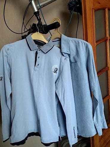 Рубашки: 2 ədəd uşağ üst geyimi dəsti 12-14 yaş - Açıq-mavi rəngdə uzunqollu — 1