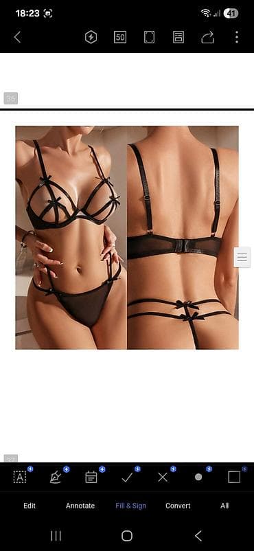Qara seksi içərisi görünən alt‑üst dəst - Dəst: bralet və string