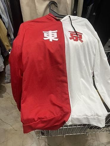 kişi paltar: Iki rəngli kapüşonlu svitşot - Dizayn: Ön və arxa hissə boyu — 2