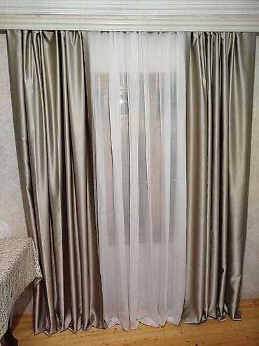 İkiqat pərdə dəsti - Tərkib: qalın, parıltılı atlas tipli əsas pərdə — 2