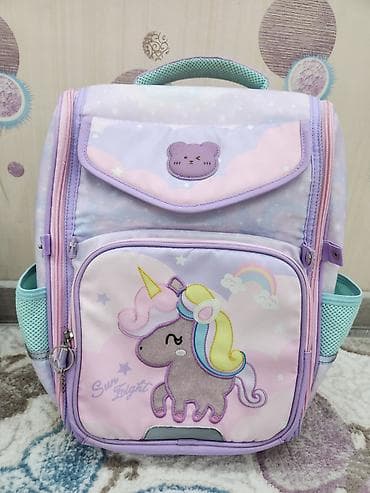 Uşaq üçün məktəb çantası – unicorn dizaynlı - Rənglər: bənövşəyi