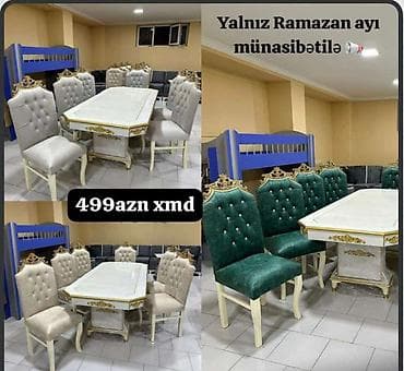 Qonaq otağı üçün, Yeni, Açılmayan, Dördbucaq masa, 6 stul