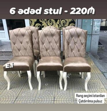 qonaq otagi ucun masalar: *6 ədəd stul / Oturacaq 220Azn💥* ✔️Rəng seçimi var ✔️ *Şəhər daxili — 1