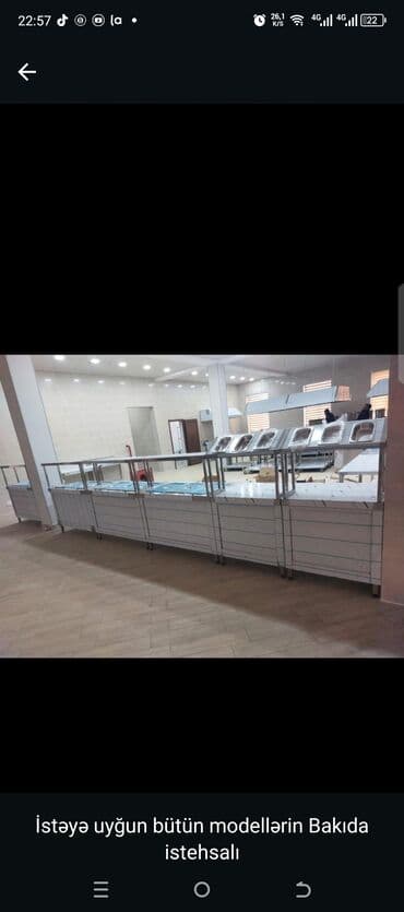 hazır vitrin: Paslanmayan metaldan hazırlanmış, üstü şüşə ilə örtülmüş, yeməklərin — 4