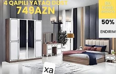 masa jurnal: 4 qapılı yataq dəsti Tərkibi: - 4 qapılı şkaf (iki aynalı orta qapı — 1