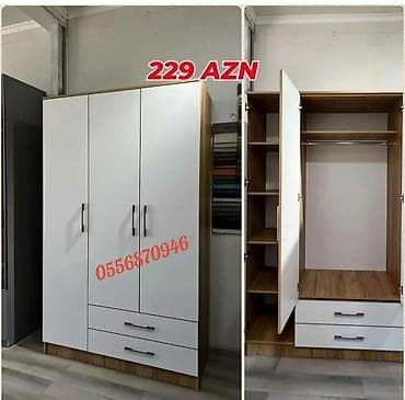 Daxili rəflər, asqı çubuğu və çekmeceler daxil olmaqla, müxtəlif