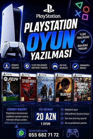 🔥Playstation 5 oyunların yüklənməsi. WhatsApp-a yaza bilərsiniz✅