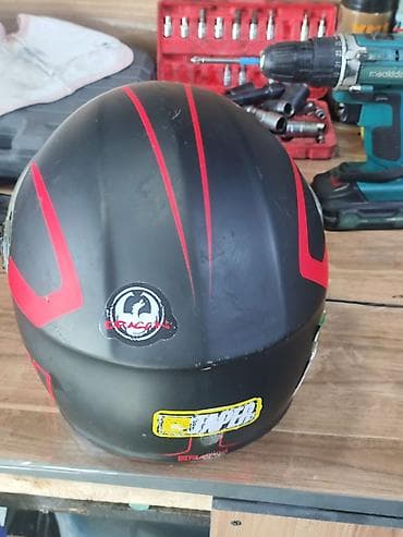 kiredit maped: Tam üzlü motosiklet dəbilqəsi - Rəng: mat qara, qırmızı qrafika və — 5