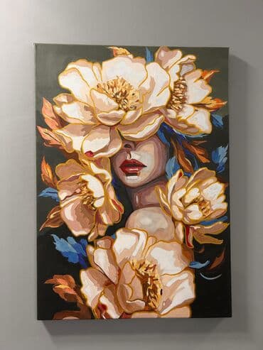 komputer şəkilləri: Rəsmi tablo – Akril boya ilə kətan üzərində - Mövzu: Qadın portreti — 2