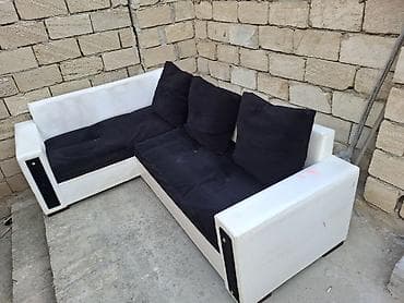 bal: Ağ-qara künc divan - L formalı, 2 hissədən ibarət künc divan - Rəng — 4