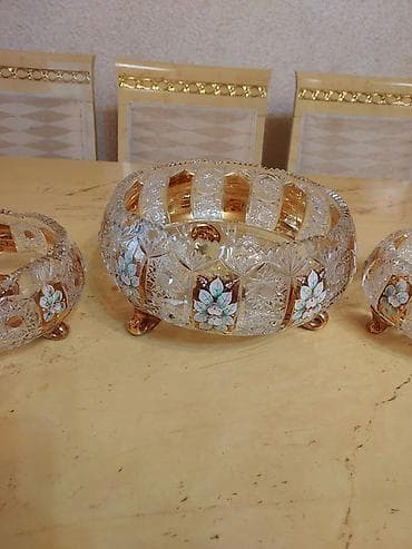 Büllur dekorativ piyalə dəsti – 3 ədəd - Material: ağır və şəffaf — 3