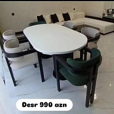 Qonaq otağı üçün, Yeni, Açılmayan, Oval masa, 6 stul