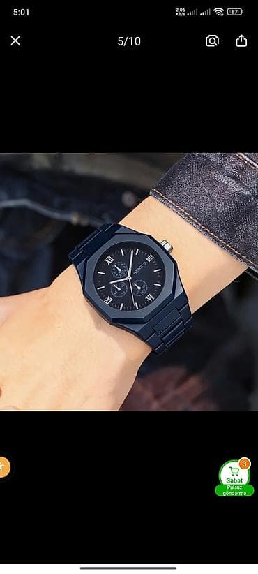 saat remen: Minimalist dizayna sahib qara qol saatı. müxtəlif rəng çeşidleri var — 2