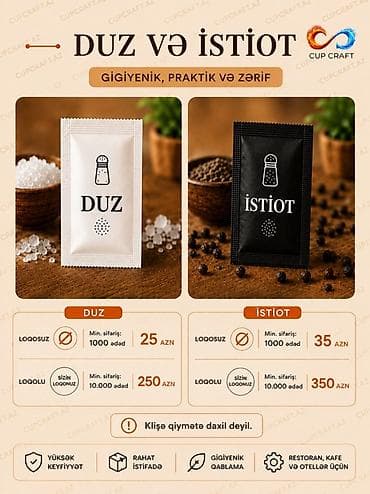 ağ kala: Tək qat kağız stəkanlar, VPM kağız və tək porsiya duz/istiot paketləri — 3