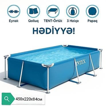 intex havuz: Intex karkaslı hovuz – düzbucaqlı, mavi rəng. Filtr uzerinde verilir — 1