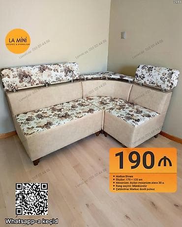 Künc divan, Mətbəx üçün, Parça, Açılan