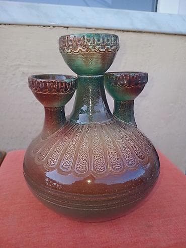 şamlıq: Keramik 4 şamlıq – dekorativ masaüstü şamdan - Material — 3