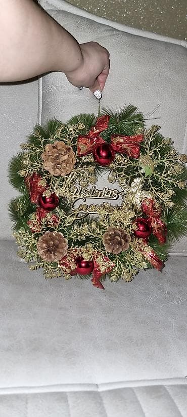 yazi lovhe: Yeni il/Qış bəzək çələngi - Qapı, divar və vitrin üçün asma dekor - — 1